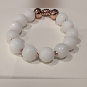 Bracelet 12 mm white jade Round Natural Gemstone Beaded bracelet
